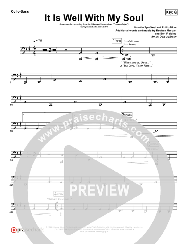 It Is Well With My Soul Cello/Bass (Hillsong Worship / Hannah Hobbs)