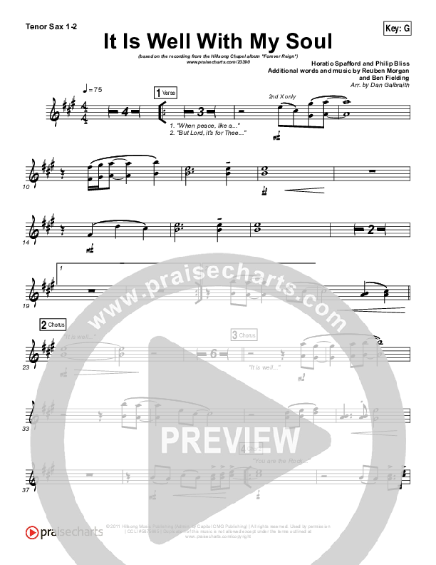 It Is Well With My Soul Tenor Sax 1/2 (Hillsong Worship / Hannah Hobbs)