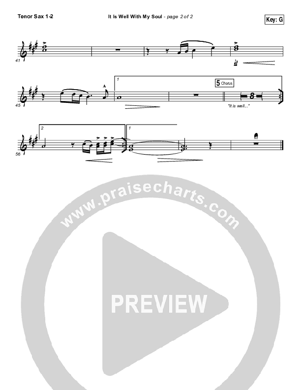 It Is Well With My Soul Tenor Sax 1/2 (Hillsong Worship / Hannah Hobbs)