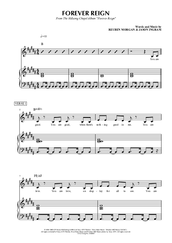 Forever Reign Lead & Piano (Hillsong Worship)