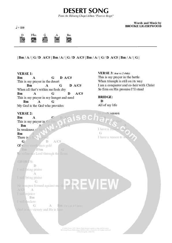 Desert Song Chords & Lyrics (Hillsong Worship)
