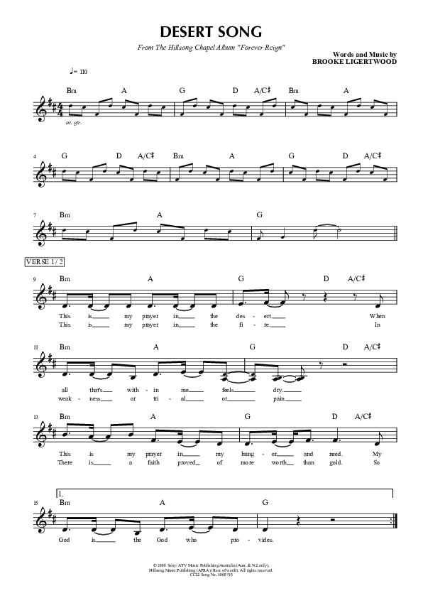 Desert Song Lead Sheet (Hillsong Worship)