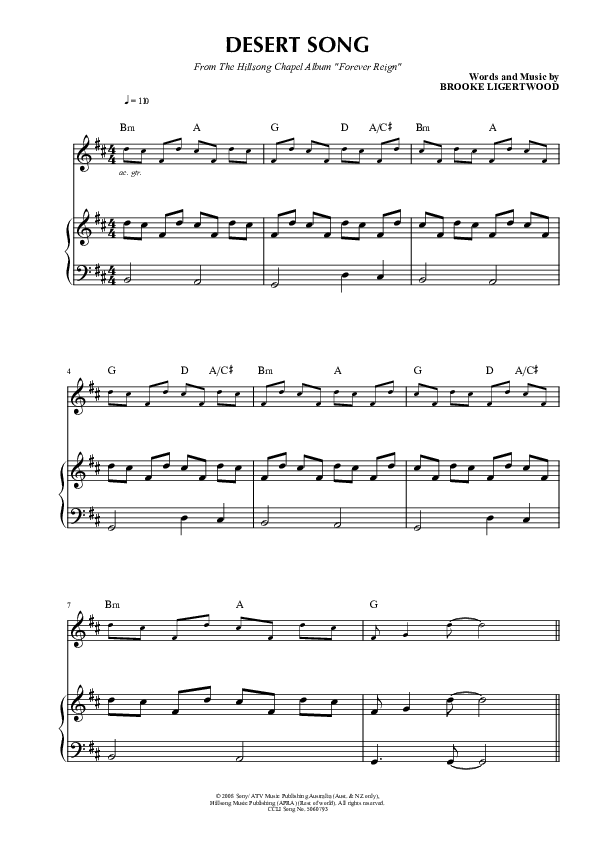 Desert Song Piano/Vocal (Hillsong Worship)