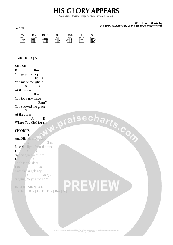His Glory Appears Chords & Lyrics (Hillsong Worship)