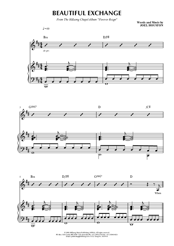 Beautiful Exchange Lead & Piano (Hillsong Worship)