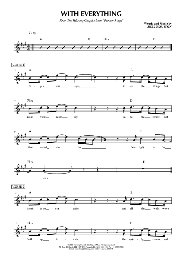 With Everything Lead Sheet (Hillsong Worship)