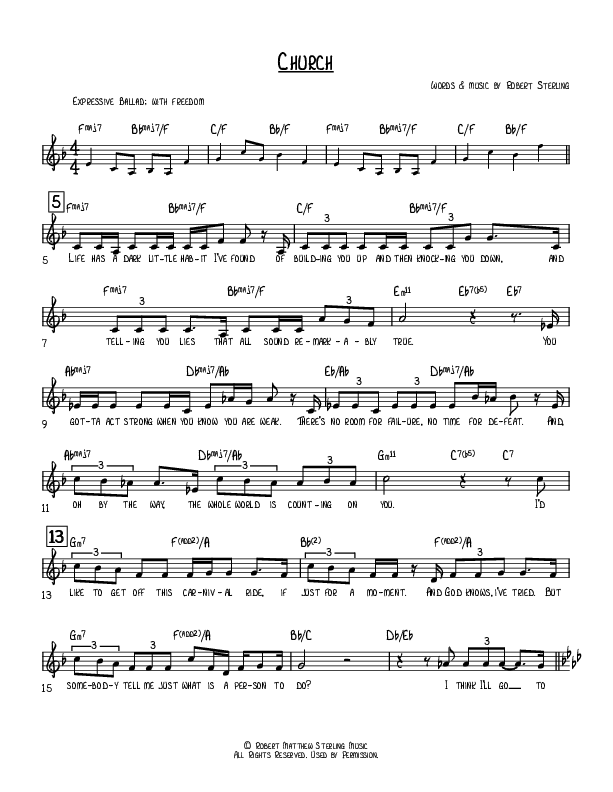 Church Lead Sheet (Robert Sterling)