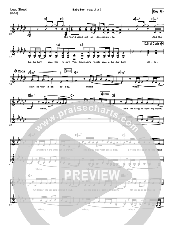 Baby Boy Lead Sheet (SAT) (for KING & COUNTRY)