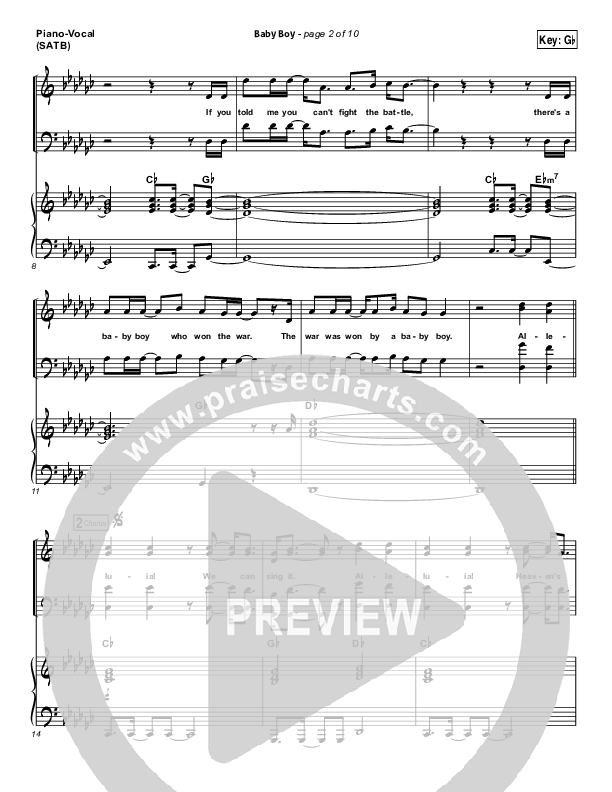 Baby Boy Piano/Vocal (SATB) (for KING & COUNTRY)