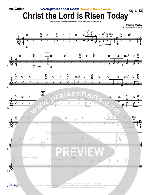 Christ The Lord Is Risen Today Rhythm Chart (PraiseCharts / Traditional Hymn)
