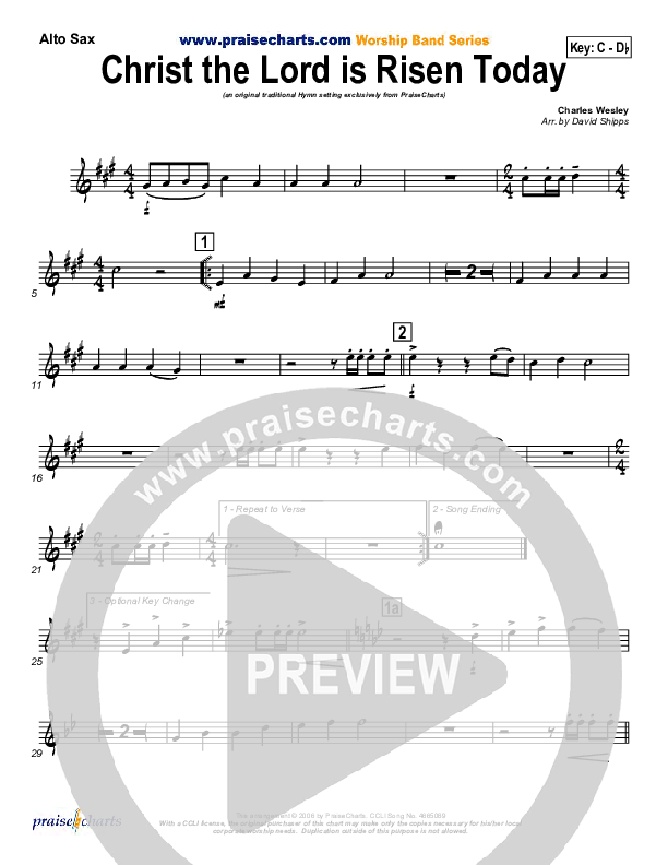 Christ The Lord Is Risen Today Alto Sax (PraiseCharts / Traditional Hymn)
