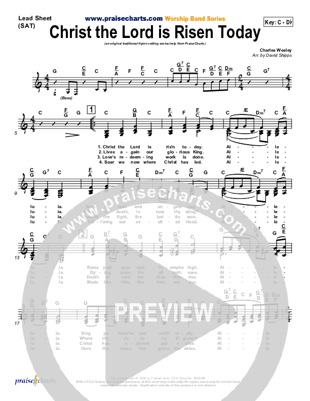 Christ The Lord Is Risen Today Lead Sheet (SAT) (PraiseCharts / Traditional Hymn)