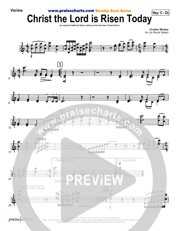 Christ The Lord Is Risen Today Violins (PraiseCharts / Traditional Hymn)