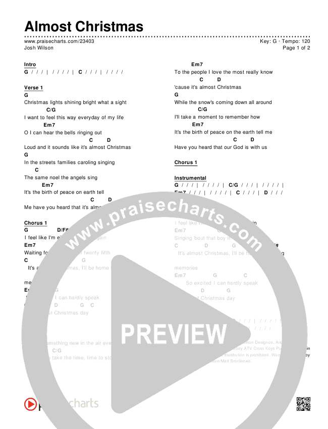 Almost Christmas Chords & Lyrics (Josh Wilson)