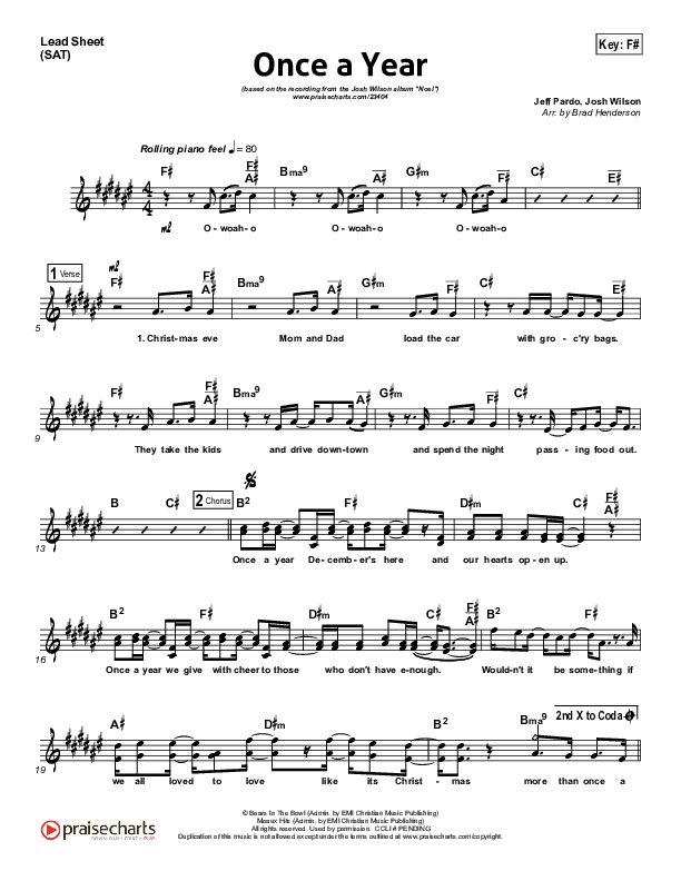 Once A Year Lead (SAT) (Josh Wilson)