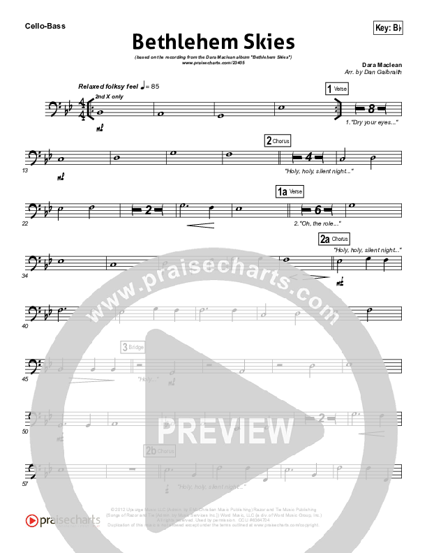 Bethlehem Skies Cello/Bass (Dara Maclean)