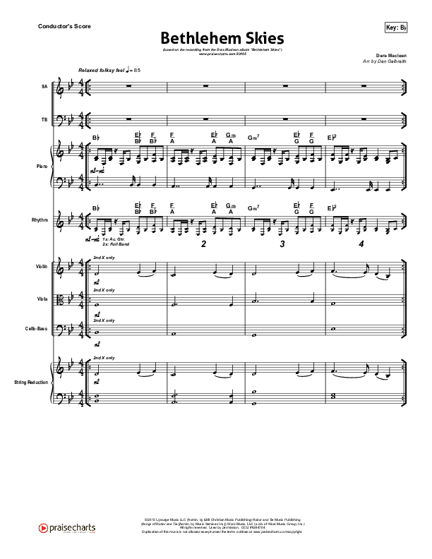 Bethlehem Skies Conductor's Score (Dara Maclean)