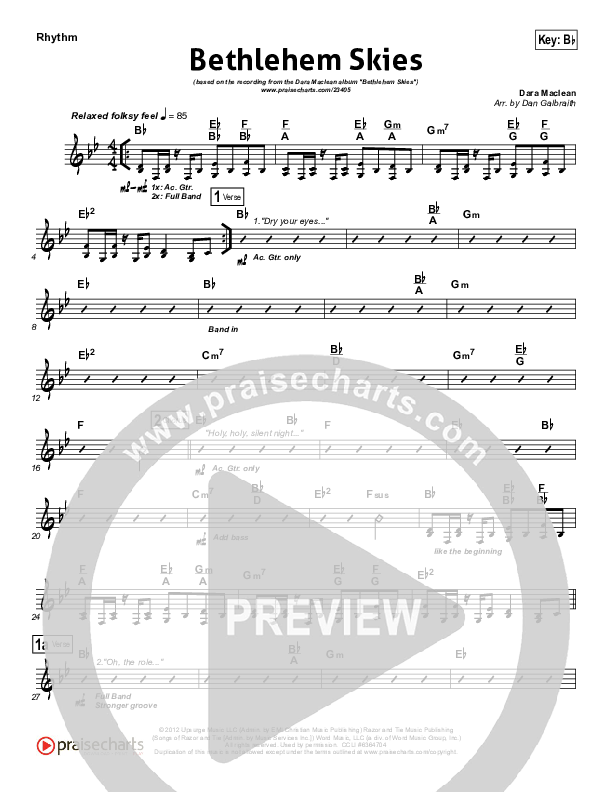 Bethlehem Skies Rhythm Chart (Dara Maclean)