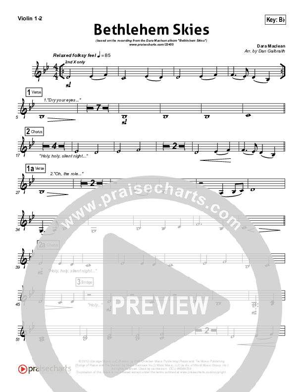 Bethlehem Skies Violin 1/2 (Dara Maclean)