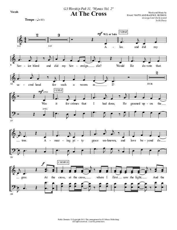 At The Cross Choir Sheet (G3 Worship)