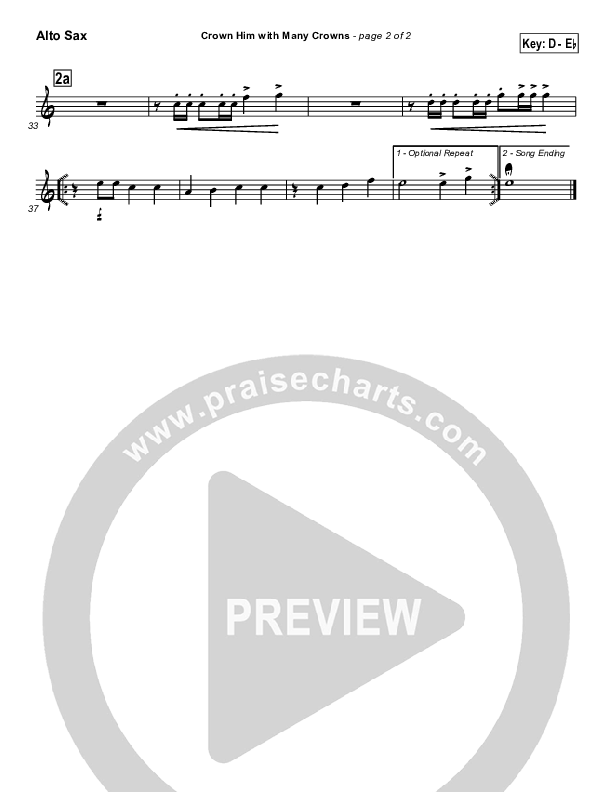 Crown Him With Many Crowns Alto Sax (Traditional Hymn / PraiseCharts)