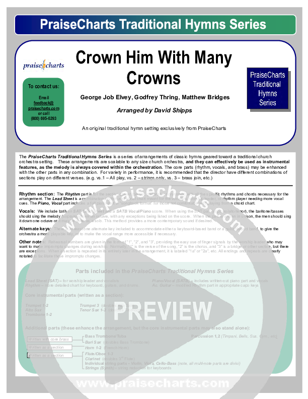 Crown Him With Many Crowns Orchestration (Traditional Hymn / PraiseCharts)