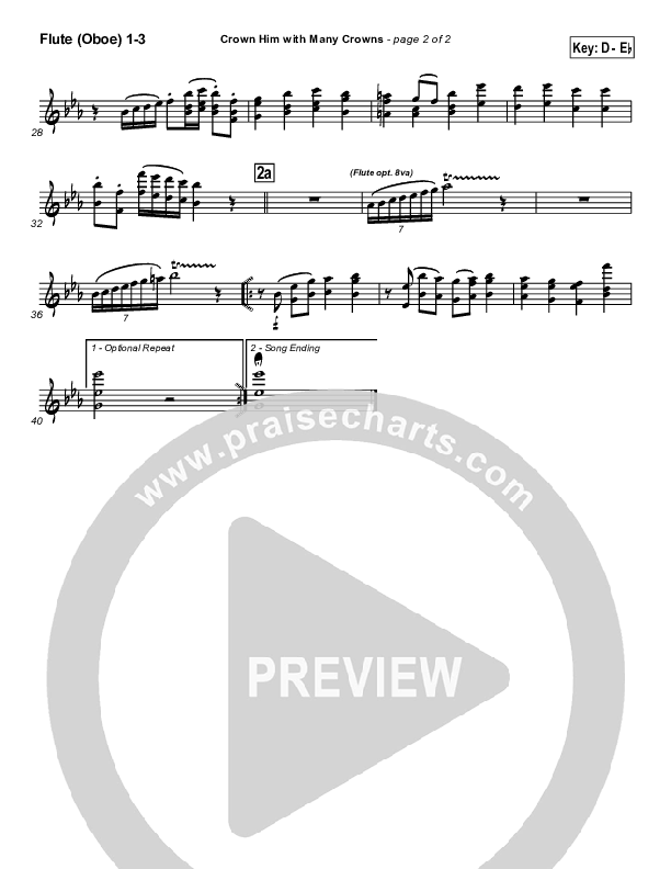 Crown Him With Many Crowns Flute/Oboe 1/2/3 (Traditional Hymn / PraiseCharts)