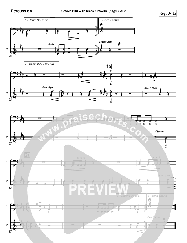 Crown Him With Many Crowns Percussion (Traditional Hymn / PraiseCharts)