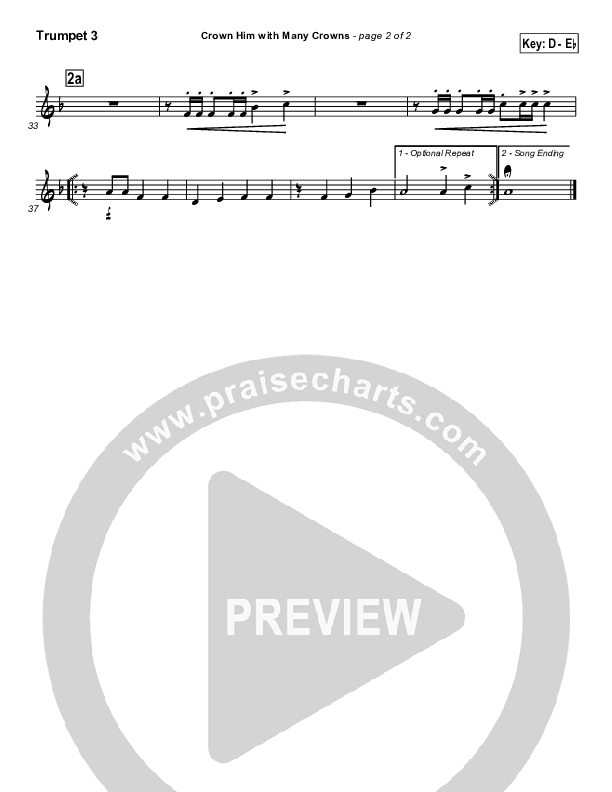 Crown Him With Many Crowns Trumpet 3 (Traditional Hymn / PraiseCharts)
