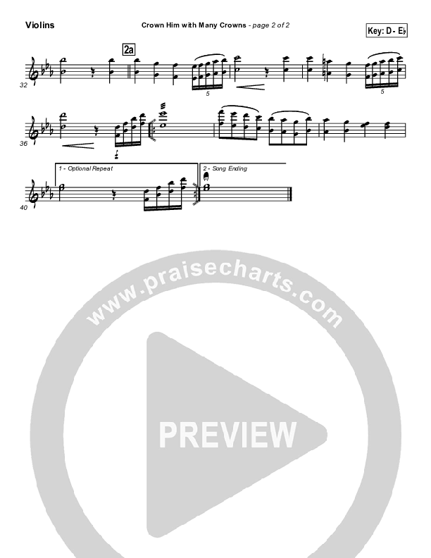 Crown Him With Many Crowns Violins (Traditional Hymn / PraiseCharts)