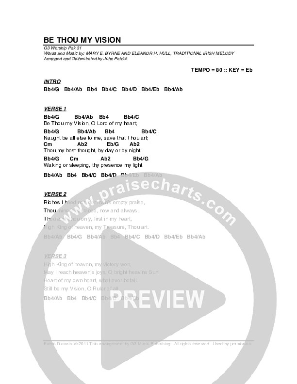 Be Thou My Vision Chord Chart (G3 Worship)