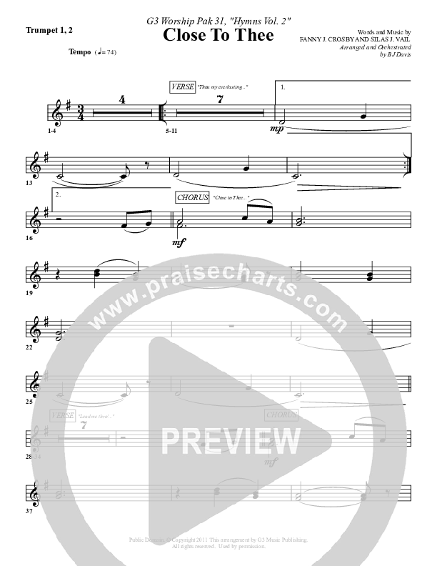Close To Thee Trumpet 1,2 (G3 Worship)