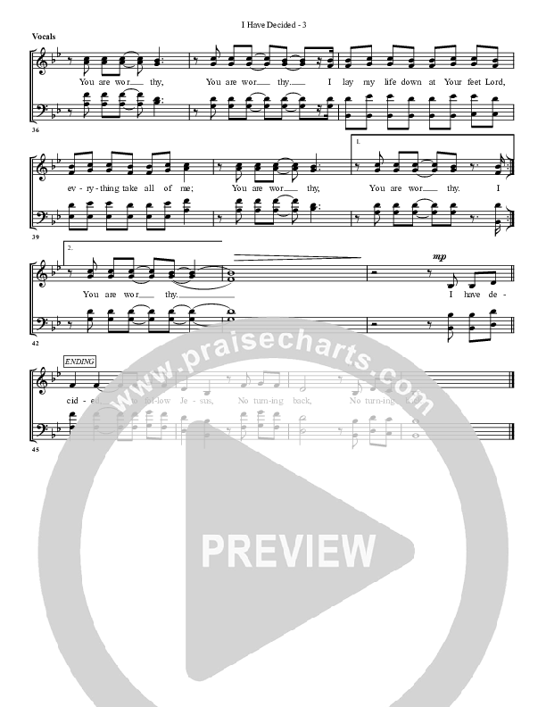 I Have Decided Choir Sheet (G3 Worship)
