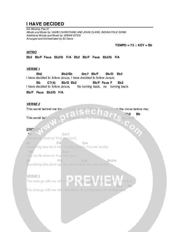 I Have Decided Chords & Lyrics (G3 Worship)