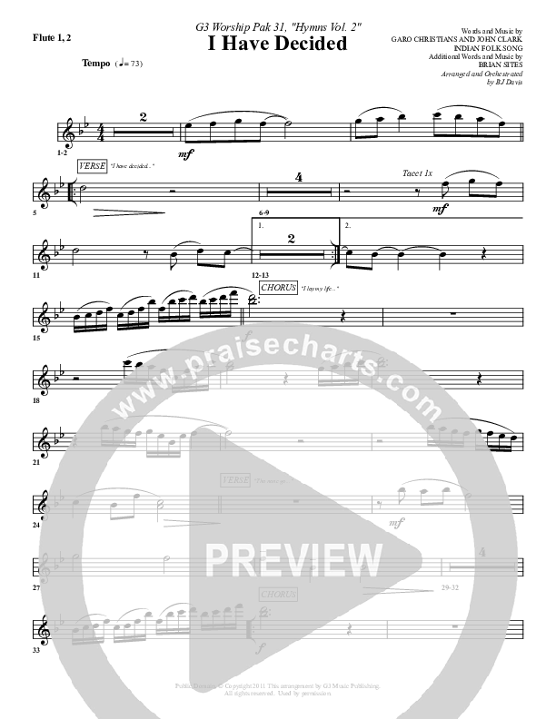 I Have Decided Flute 1/2 (G3 Worship)