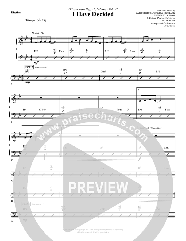 I Have Decided Rhythm Chart (G3 Worship)