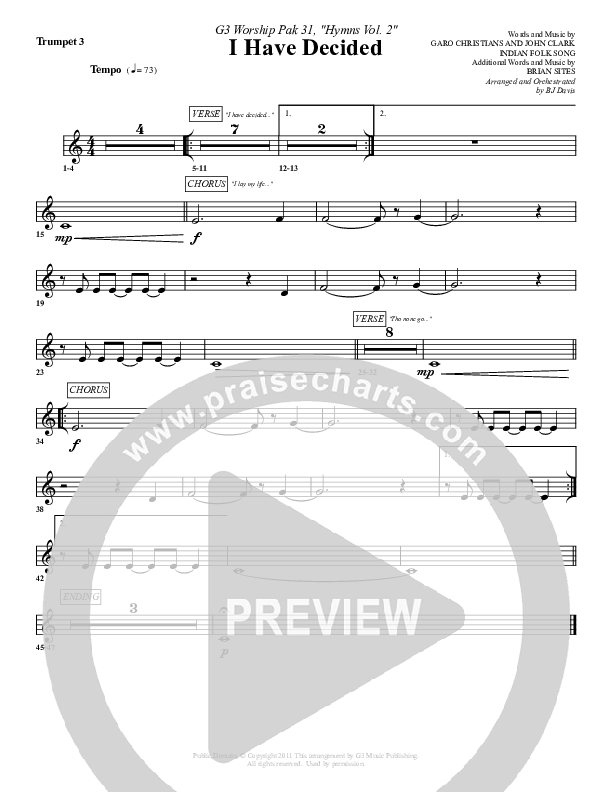 I Have Decided Trumpet 3 (G3 Worship)