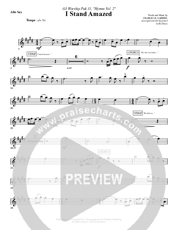 I Stand Amazed Alto Sax (G3 Worship)
