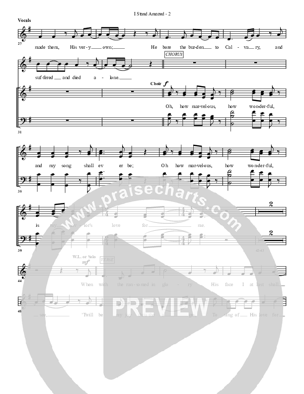 I Stand Amazed Choir Sheet (G3 Worship)