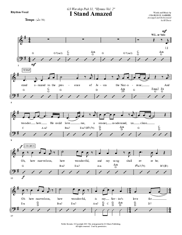I Stand Amazed Rhythm Chart (G3 Worship)