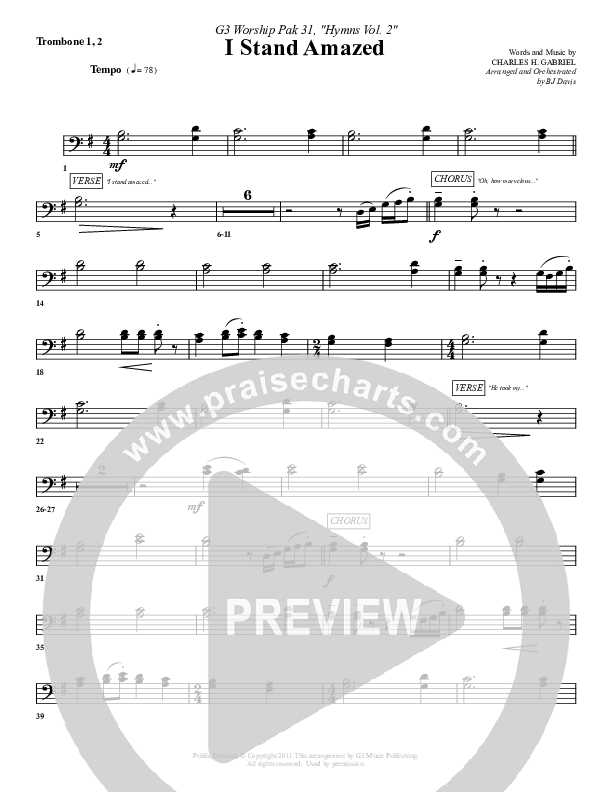 I Stand Amazed Trombone 1/2 (G3 Worship)