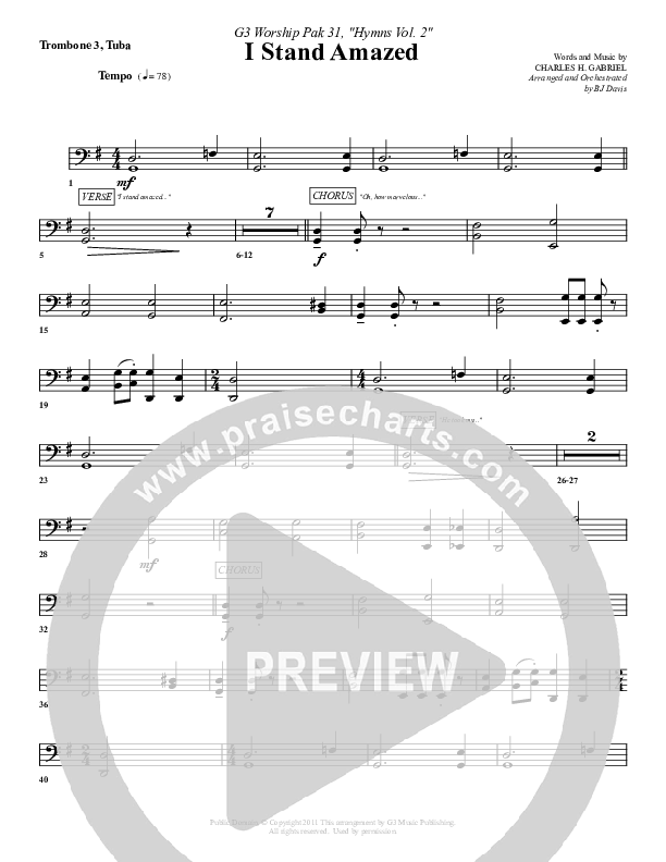 I Stand Amazed Trombone 3/Tuba (G3 Worship)