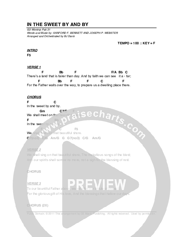 In The Sweet By And By Chord Chart (G3 Worship)