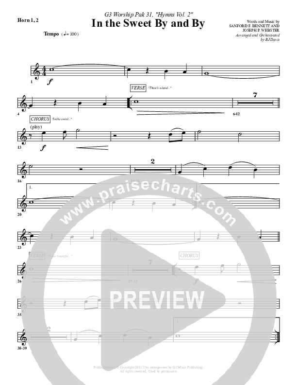 In The Sweet By And By French Horn 1/2 (G3 Worship)