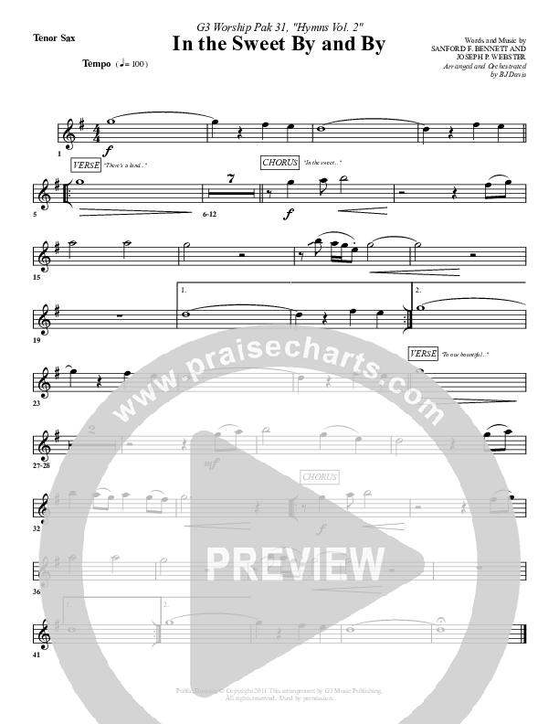 In The Sweet By And By Tenor Sax 2 (G3 Worship)