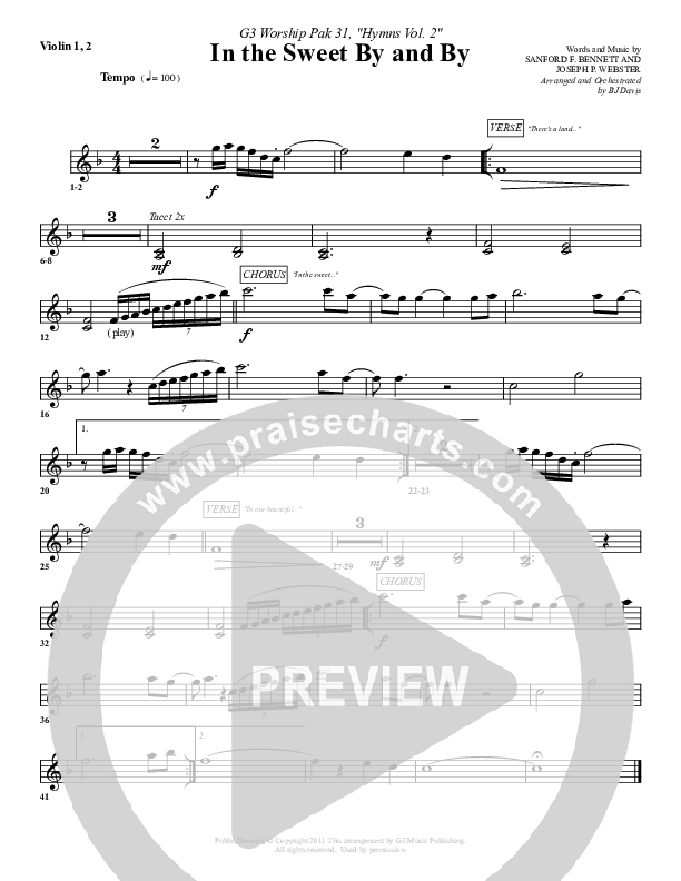 In The Sweet By And By Violin 1/2 (G3 Worship)