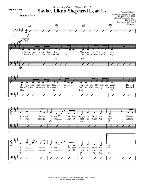 Savior Like A Shepherd Lead Us Rhythm/Vocal (G3 Worship)