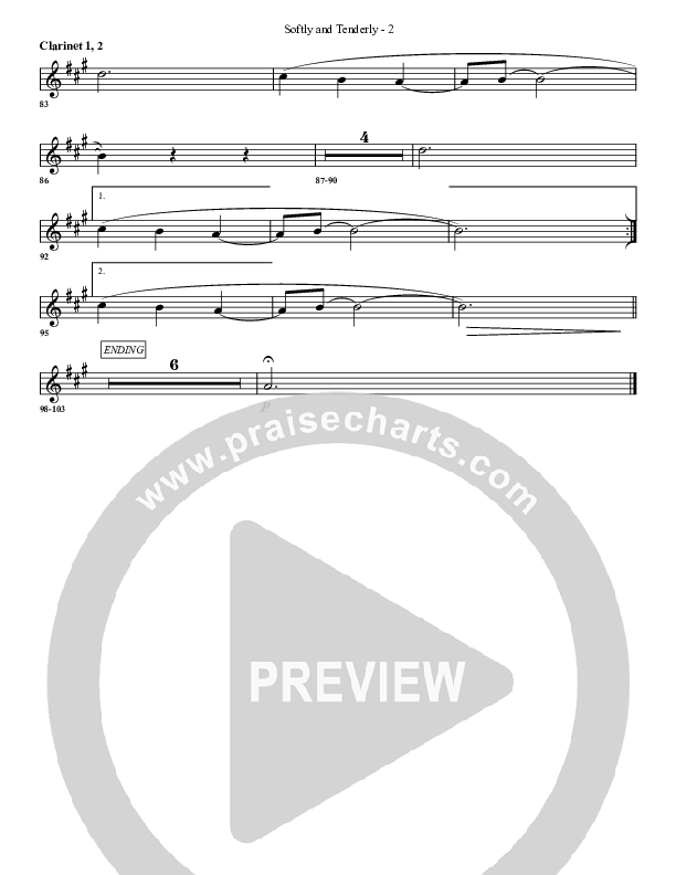 Softly And Tenderly Clarinet 1/2 (G3 Worship)
