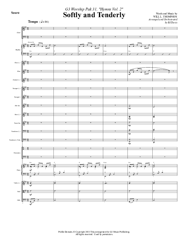 Softly And Tenderly Conductor's Score (G3 Worship)