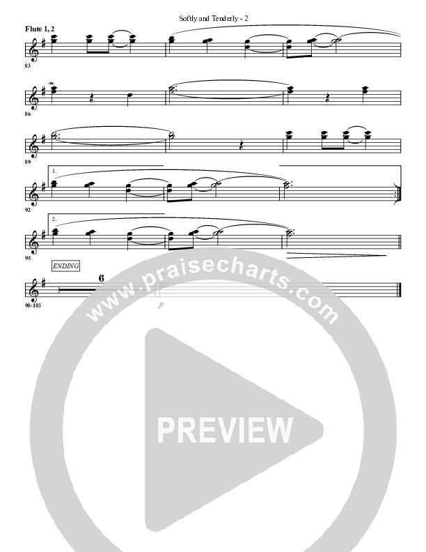 Softly And Tenderly Flute 1/2 (G3 Worship)